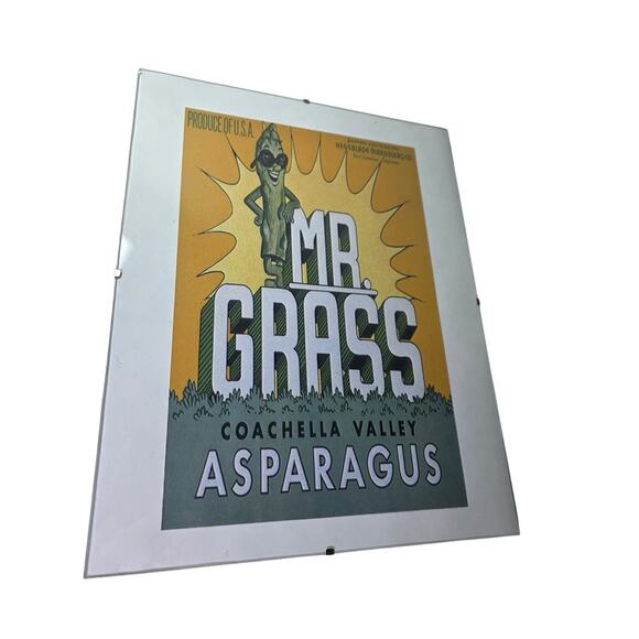 Vintage Mr. Grass Asparagus 1980s Crate Label Print Poster Art Style - Picture 1 of 8